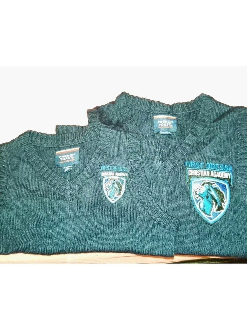French Toast Sweater First Odessa Academy Lot Vest Unisex 4, 8 Blue - Picture 3 of 3